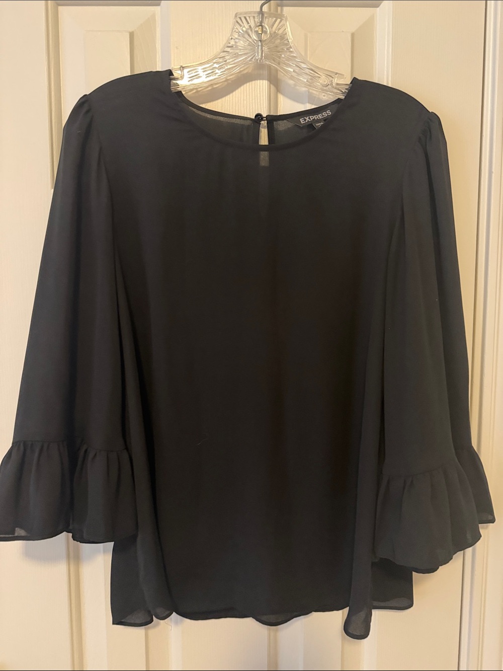 Express Black Ruffle Cuff Blouse